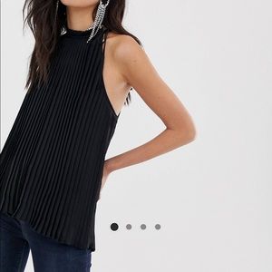 River Island plisse halter neck top